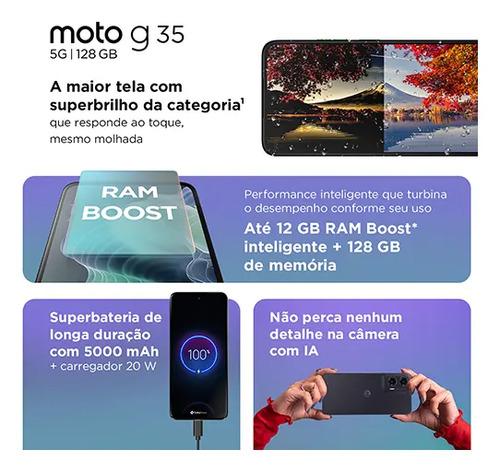 Motorola Moto G35 5g - 128gb 12gb (4gb Ram+8gb Ram Boost), E Camera 50mp Com Ai NfcCom Superbrilho - Verde - Vegan Leather 4